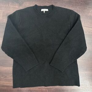 Frame Denim Classic Black Lambswool Crewneck Sweater